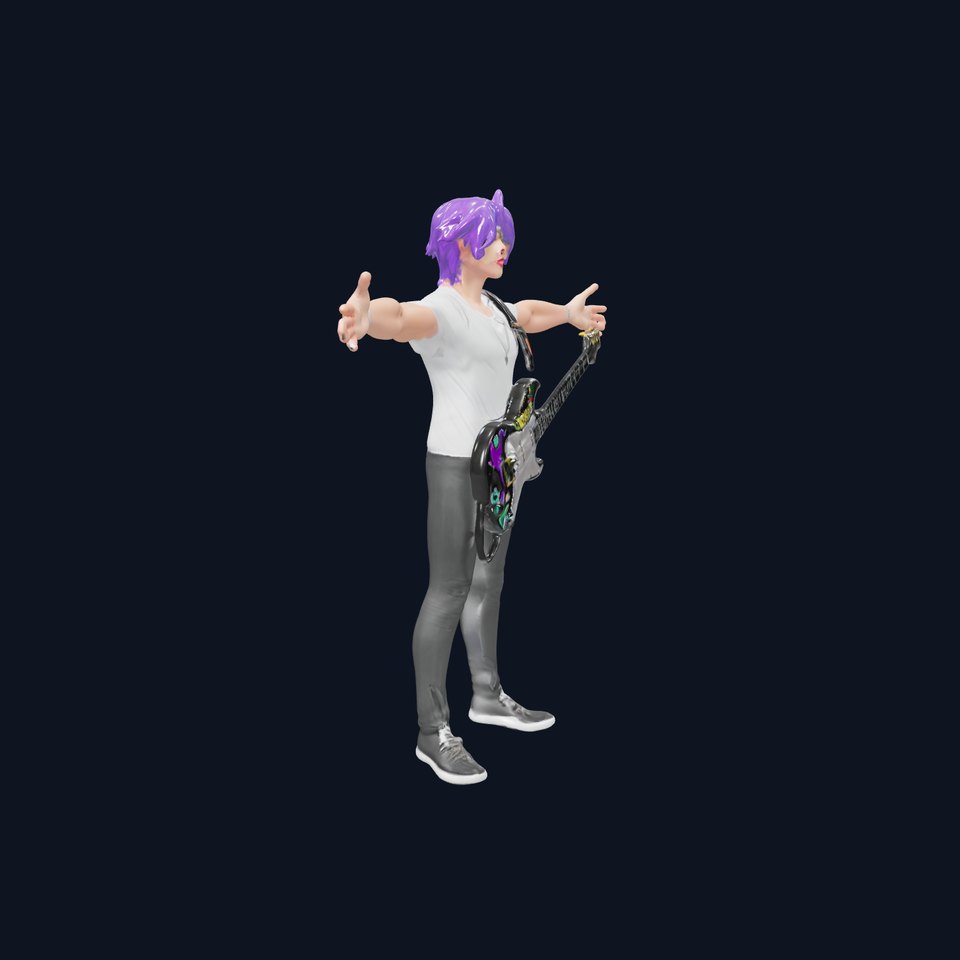 Rockstar Character with Purple Hair model pack